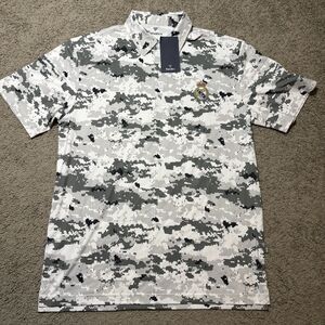 New Fanatics Real Madrid Grey Camo Polo Shirt Mens M Stretch Performance Soccer